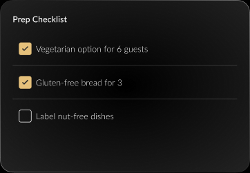 Shopping list — prep checklist